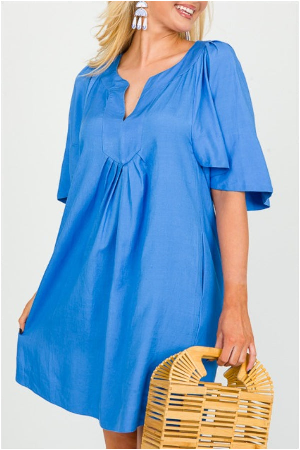 Spring Pleated Tunic Dress