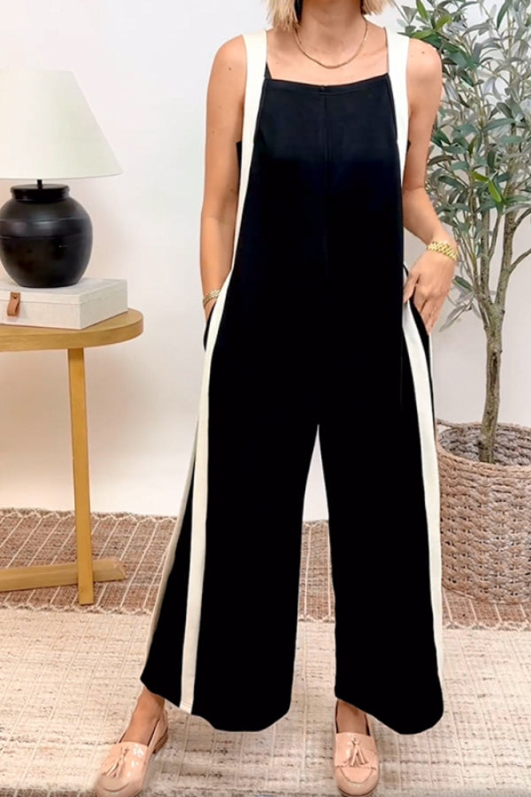 Black&White Contrast Sleeveless jumpsuit