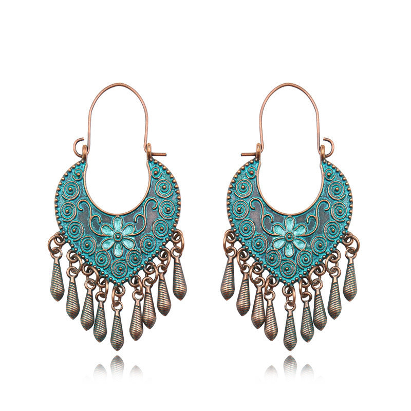 Women's ethnic retro style tassel earrings
