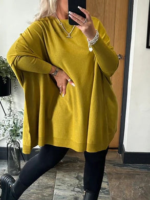 Round Neck Oversize Knitted Long Sleeve Top