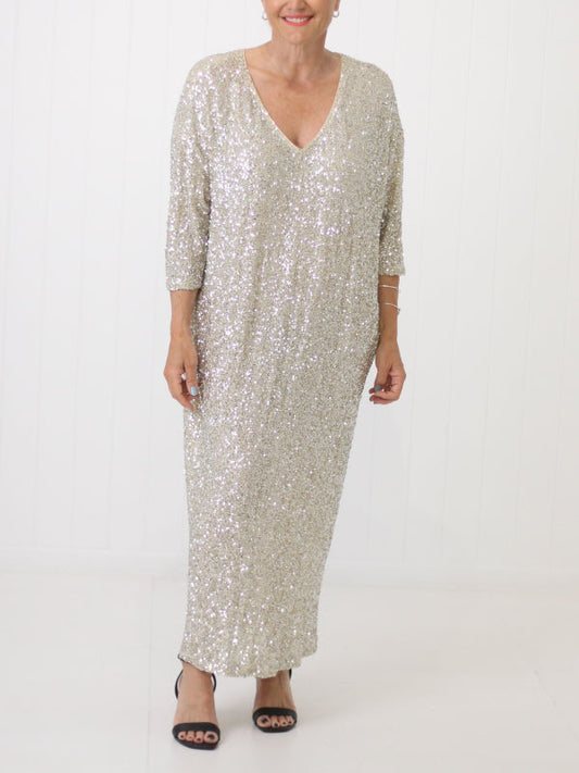 KATHRYN REVERSIBLE CASUAL SEQUIN DRESS